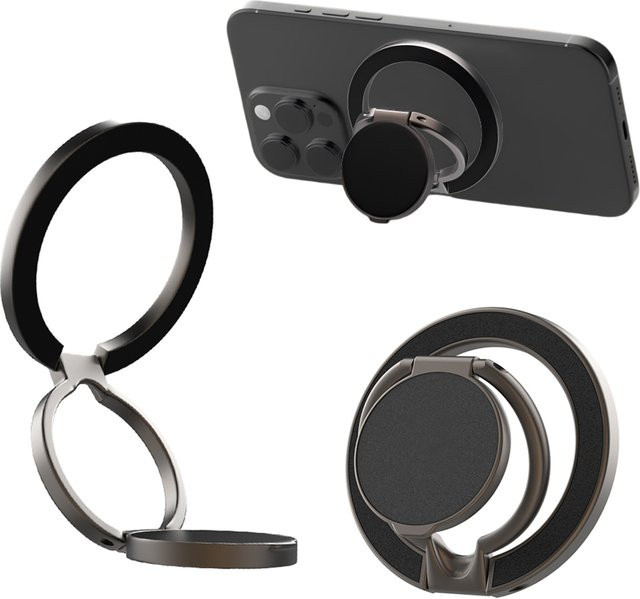 YTDMEN MagSafe Magnetischer Telefonständer und Fingerringhalter für iPhone, faltbar und tragbar, Schwarz oder Grau - Bild 1