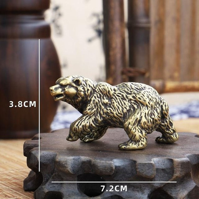 Yiran Furniture Desktop Dekoration Bär Statue aus Messing in Gold und Kupfer - Bild 1