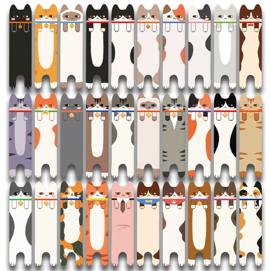 30 Stück Kawaii Katzen-Lesezeichen mit Graffiti- und Skateboard-Motiven in Multicolour für Studenten - Bild 2