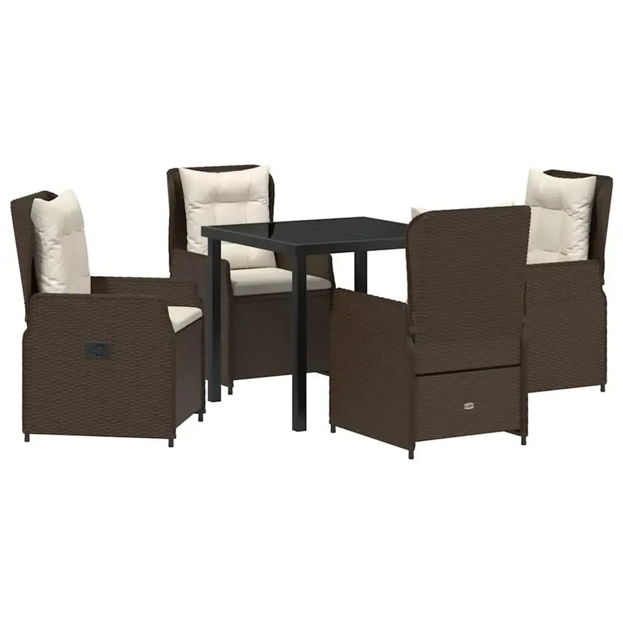 vidaXL Garten Essgruppe 5-teilig aus Poly-Rattan und Glas in Braun - Bild 2