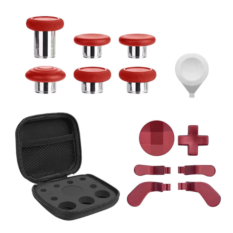 ZHOUCHEN 13-in-1 Metall Zubehör Set für Xbox One Elite Series 2 Controller in Rot mit 6 Swap Thumbsticks, 4 Paddles und D-Pads - Bild 3