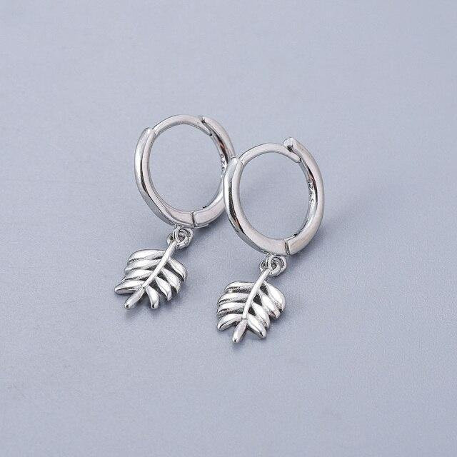 Ohrringe Creolen, 925 Sterling Silber, Blätter, Damen - Bild 1