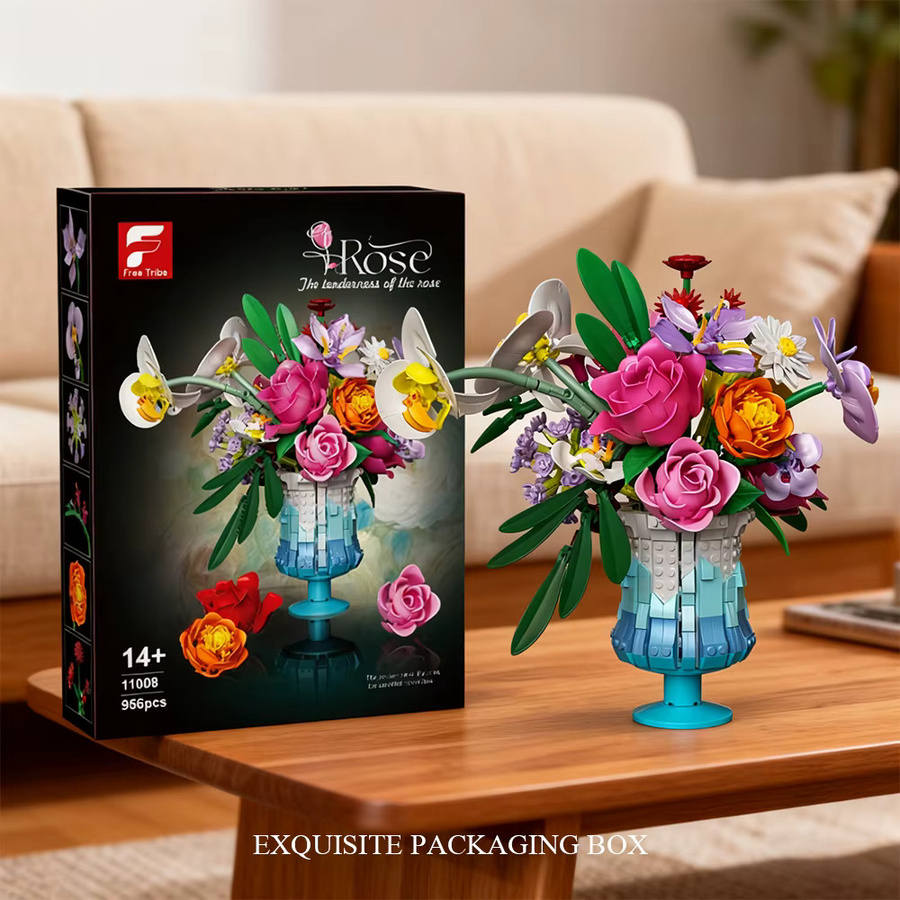 AMAZINGBLOKS Konservierte Blumen Bausteine Rose Daisy Lily Bouquet, 956 Teile, ab 14 Jahren - Bild 5