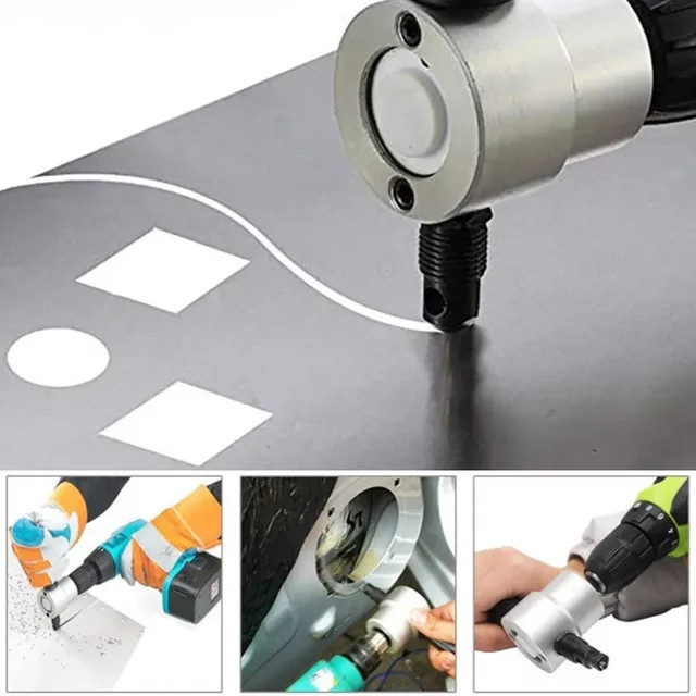 JIGHOLE Elektrische Doppelkopf Blechschere mit Knabberklinge und Säge als Cutter-Werkzeug in Silber - Bild 1