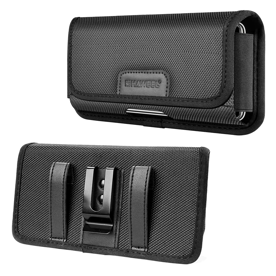 HAWEEL Handy-Hüfttasche in Schwarz, Nylon-Handy-Holster-Hülle mit Gürtelclip für Smartphones von 4,7 bis 6,8 Zoll, passend für iPhone und Samsung - Bild 3
