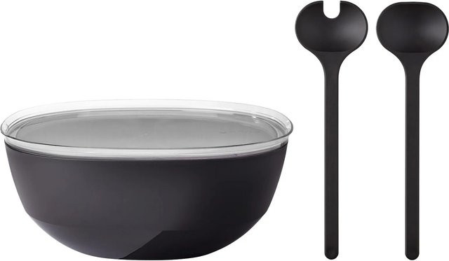 Mepal Silueta Servierschale mit Deckel und Salatbesteck, Schwarz, 5000 ml - Bild 1