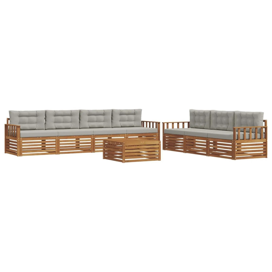 vidaXL Outdoor-Sofagarnitur 8-teilig aus Akazienholz mit Kissen in Beige und Grau - Bild 2