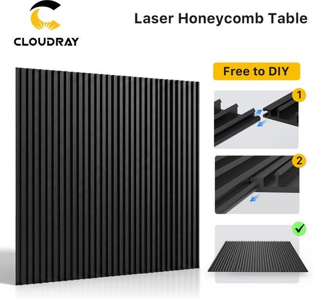 Cloudray Laser-Wabentisch in Schwarz als Arbeitsbett für CO2- und Diodenlaser, B/B/B: 40 x 40 x 4 cm - Bild 1