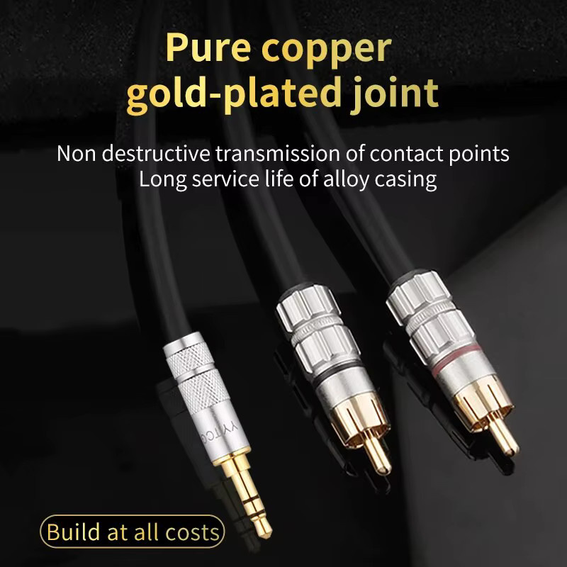 YYTCG-CM Aux-Kabel-Adapter 3,5 mm auf 2 RCA in Schwarz für TV, PC, Verstärker und Heimkino-Lautsprecher - Bild 2