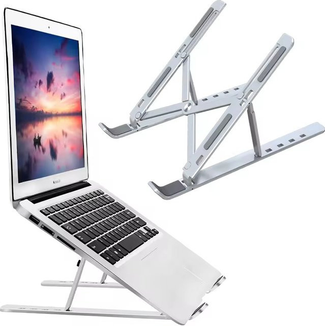 Faltbarer Laptop-Ständer aus Aluminiumlegierung von BRYNTHORX als stabile Kühlbasis für Macbook, Notebook und Computer in Schwarz oder Silber - Bild 1