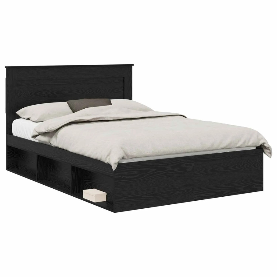 vidaXL Bettrahmen aus massivem Kiefernholz mit Schubladen in Schwarz, B/T/H: 140 x 190 x 200 cm - Bild 2