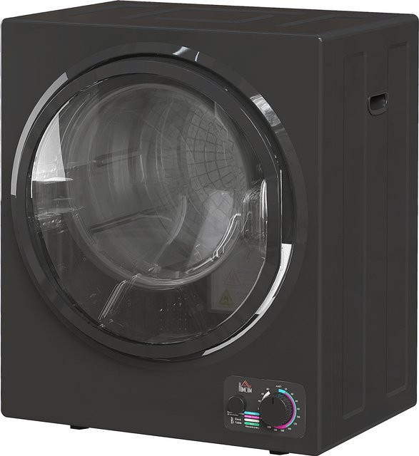 HOMCOM Wäschetrockner mit Abluft in Schwarz, elektrischer Trockner mit 850 W, 4 kg Kapazität, 4 Trockenmodi und 2 Heizstufen mit Edelstahlbehälter - Bild 1