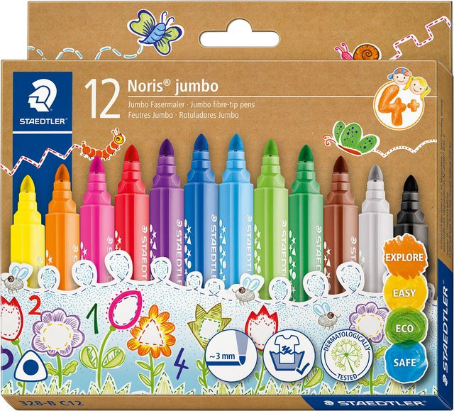 Staedtler Noris Club Jumbo-Fasermaler, 12 Stück, Mehrfarbig - Bild 1