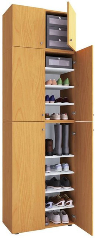 VCM Schuhschrank Lona Allzweckschrank aus Buche Nachbildung in Weiss und Braun, H x B x T: 223 x 70 x 39 cm - Bild 2