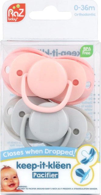 Keep-It-Kleen Schnuller Set für 18 Monate Plus, Orthodontisch, BPA-frei und Sterilisierbar, Rosa, Grau und Weiß, 2 Stück - Bild 1