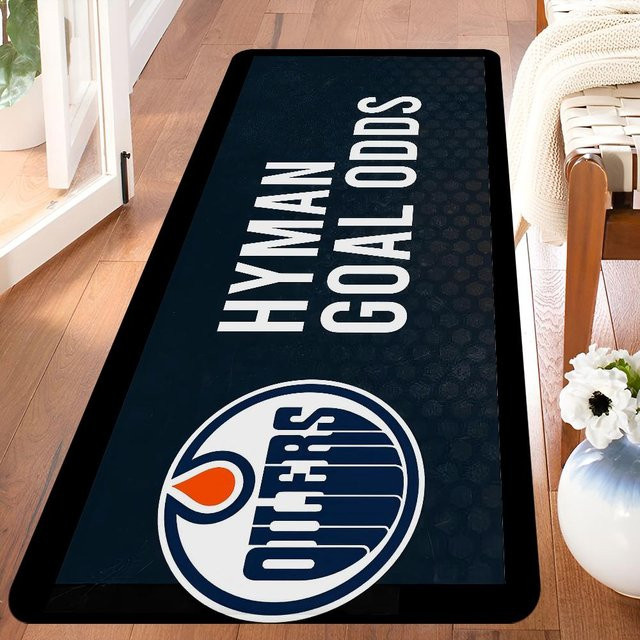 E-Edmonton O-Oilers Badematte Rutschfest und Wasserabsorbierend, Blau, B/T: 80 x 120 cm - Bild 1