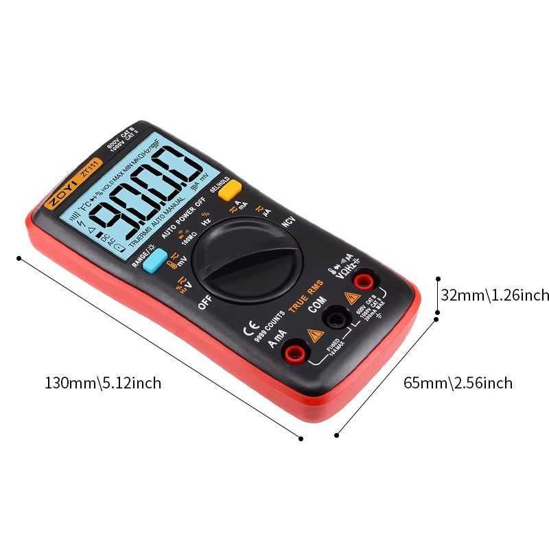 ZOYI ZY-111 Digitales Multimeter als Transistor-Tester und True-RMS-Messgerät in Rot - Bild 3