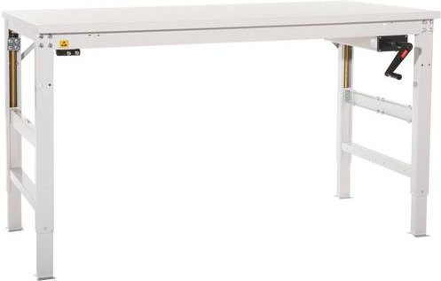 Manuflex ESD-Arbeitstisch Universal Ergo K mit Kautschukplatte, höhenverstellbar, Lichtgrau, B/T/H: 150 x 80 x 72,2-101,2 cm - Bild 1