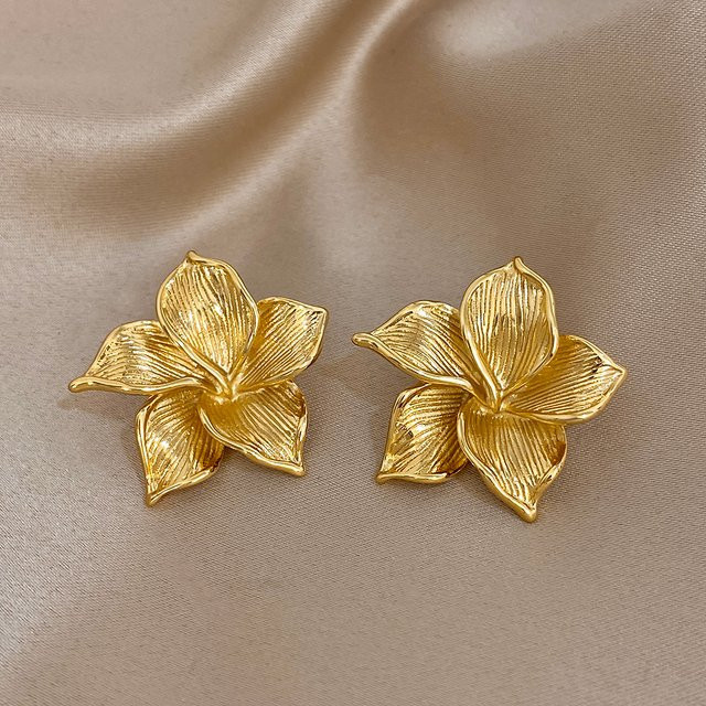 Greatera Ohrstecker, goldene Trompeten-Blumenform, Damen - Bild 1