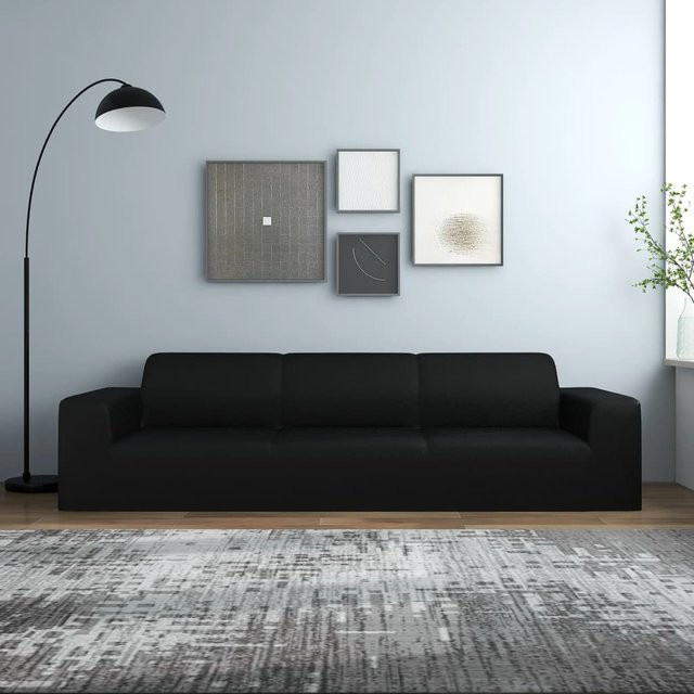 vidaXL Stretch Sofahusse für 4-Sitzer, Schwarz, Polyester-Jersey - Bild 3