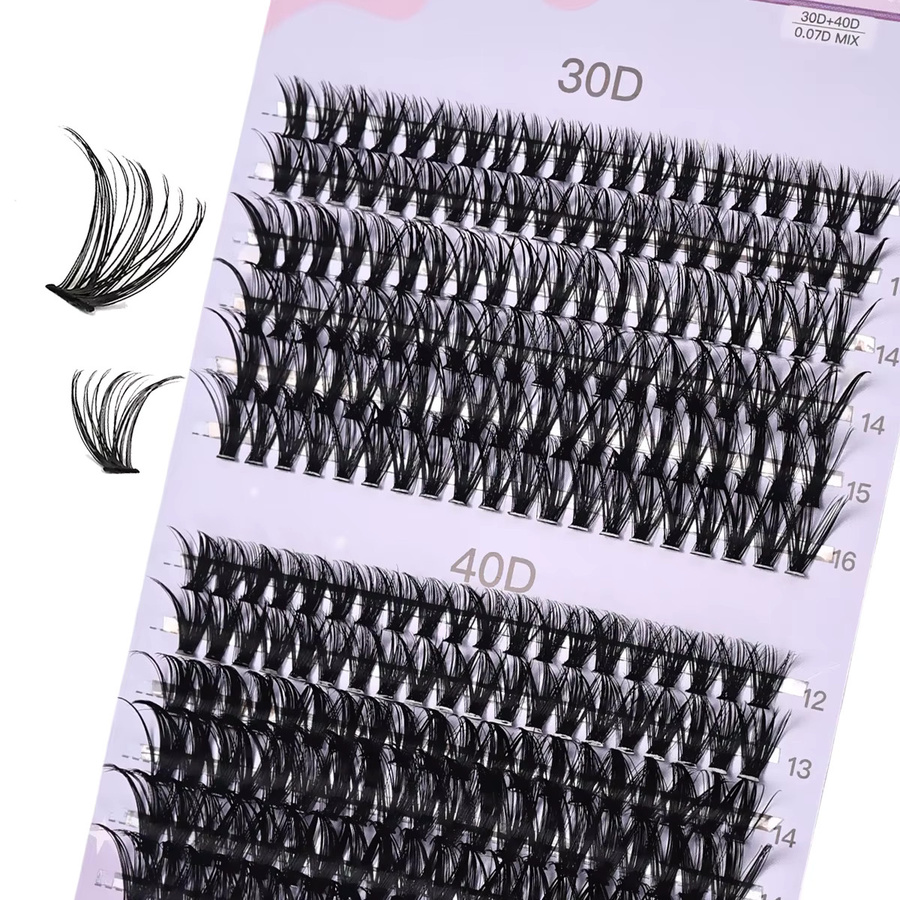 BLL.cf Volumen-Cluster-Wimpern, 3D-Russischer Stil, 12 Reihen, 12–16 mm, 30/40D-Mix - Bild 3