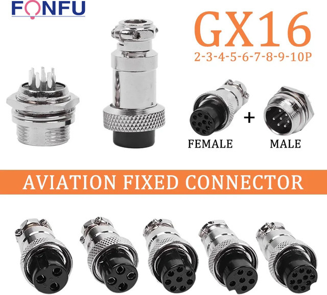 5 Stück GX16 Luftfahrt-Steckverbinder Set mit Muttertyp, 16mm Rundsteckverbinder Stecker und Buchse in Silber - Bild 1