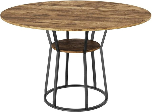 PXloue Esstisch Rund in Tigerholzoptik aus MDF und Metall, Durchmesser: 120 cm, Höhe: 75 cm, Schwarz-Braun