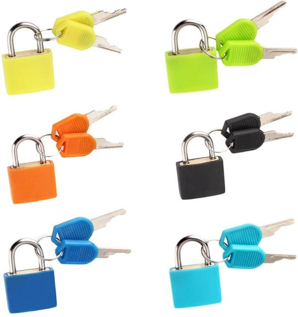 Mini-Vorhängeschloss mit 2 Schlüsseln in Blau und Multicolour, 23 mm Breite, für Schranktüren, Gepäck und Koffer - Bild 1