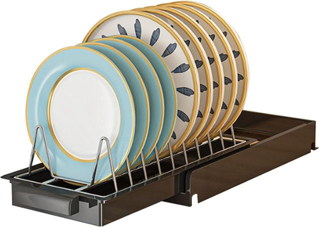 CosyHome Auszugschrank-Organizer aus Edelstahl als multifunktionales Regal für Teller in Schwarz und Grau - Bild 1