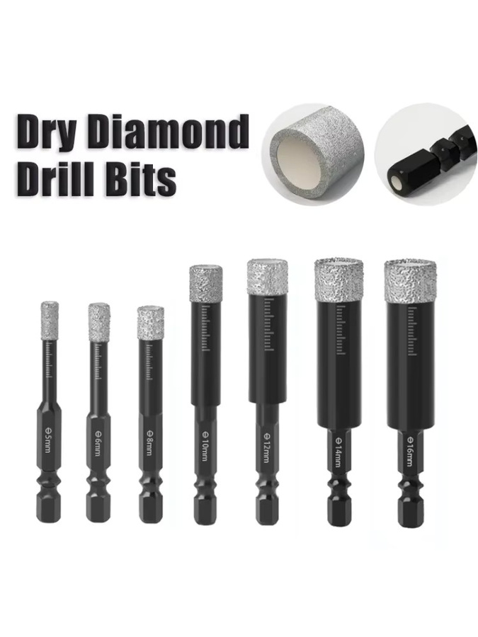 Diamant Lochsäge Set mit Sechskant-Griff für Marmor, Granit, Keramik, Glas und Fliesen - Bild 6
