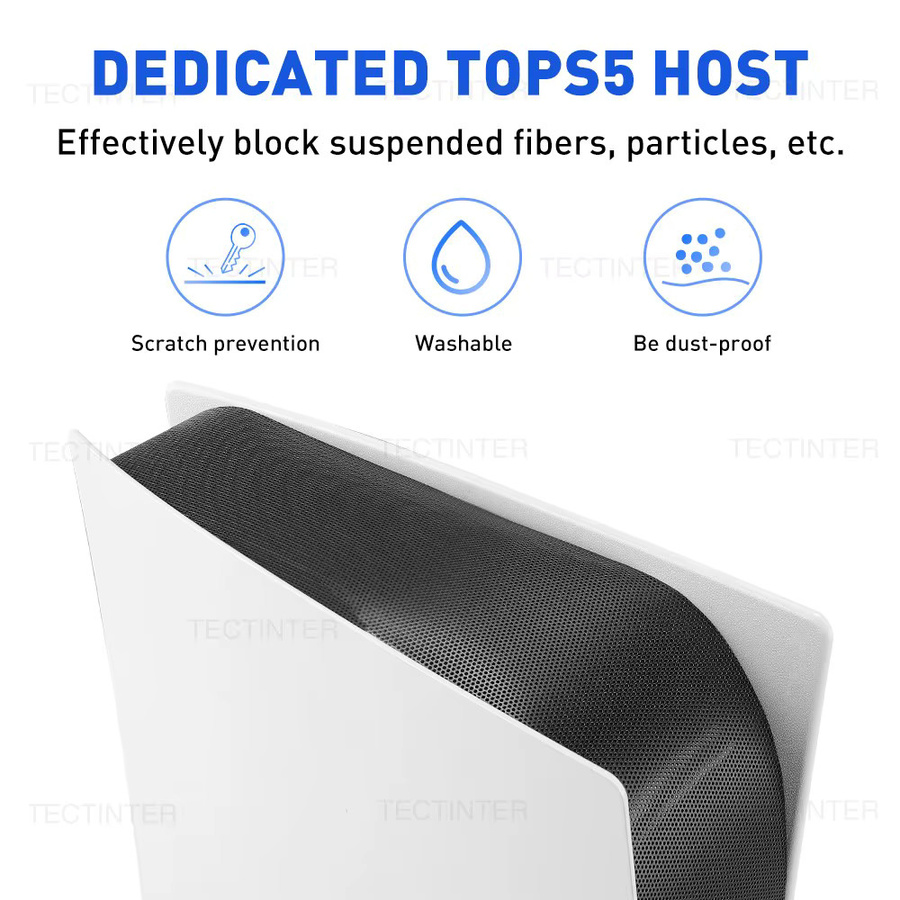 TECTINTER Staubschutzfilter Mesh für PS5, PS5 Pro und PS5 Slim in Schwarz, atmungsaktive Anti-Scratch Abdeckung für dein PlayStation Zubehör - Bild 2