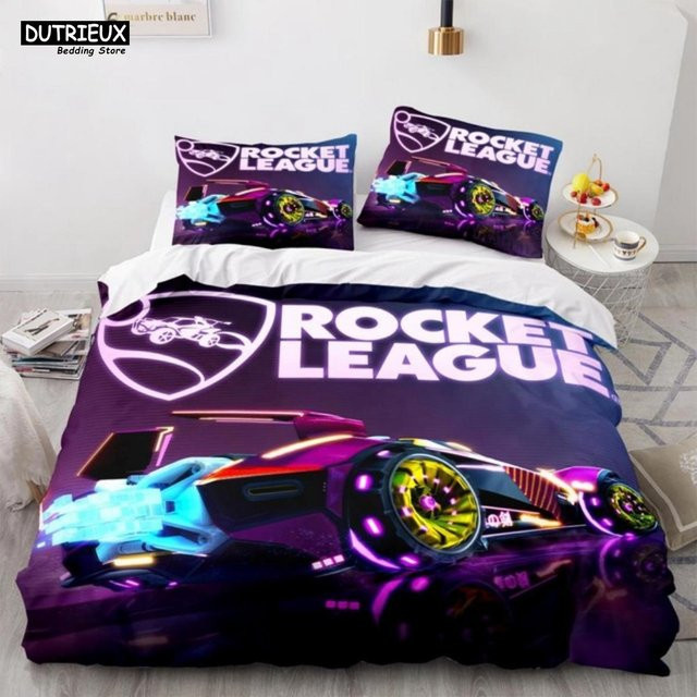 Rocket League Einzelbettwäsche Set mit Bettbezug und Kissenbezug, Design Amerika Auto Gaming, 3-teilig, B/H: 150 x 200 cm - Bild 1
