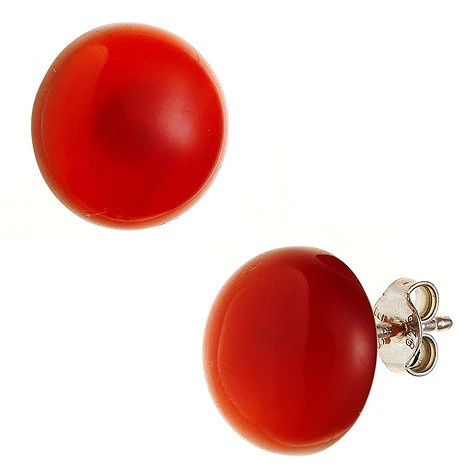 Colfem Ohrstecker rund, 925 Sterling Silber, 2 Carneole rot, Unisex - Bild 1