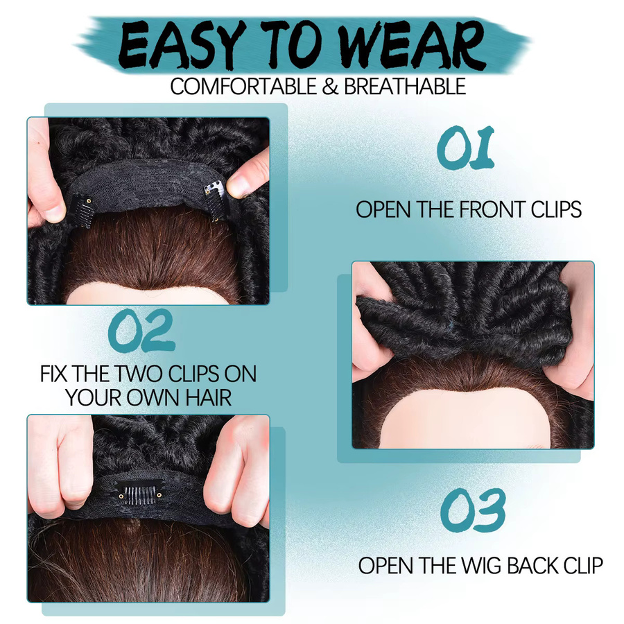 BUDABUDABUDA Dreadlock-Halbperücke, synthetisch, Afro-lockig, Unisex - Bild 6