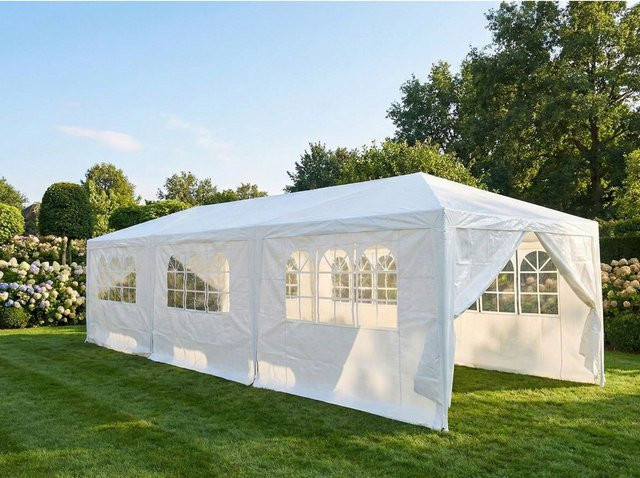 Hardin Partyzelt Pavillon mit 8 Seitenwänden aus PE-Plane und Stahlgestell, Weiß, B/T/H: 900 x 300 x 250 cm - Bild 1