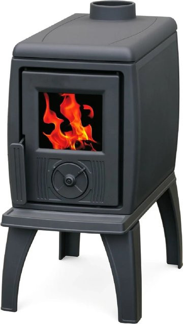 Plamen Gusskaminofen Trenk mit Herdplatte in Schwarz aus Gusseisen mit 8,9 kW Leistung, B/T/H: 75 x 35 x 120 cm - Bild 1