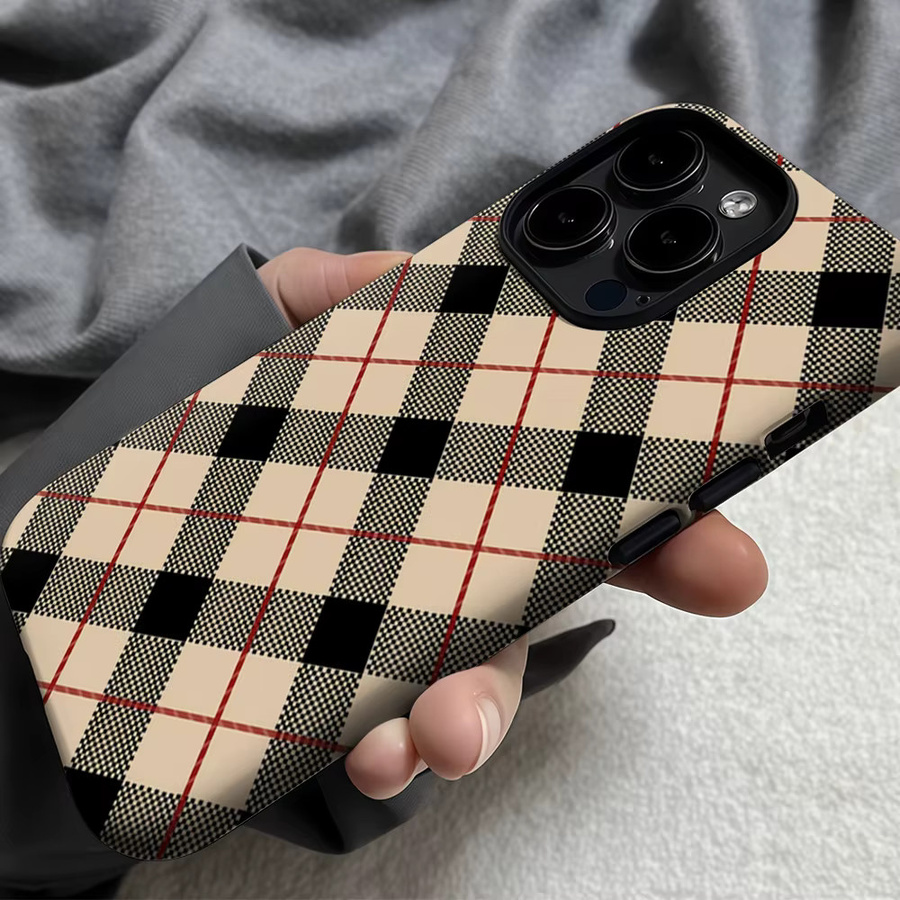 Potdemiel Handyhülle Tartan Red Check für iPhone 17 16 15 14 13 Pro Max Plus mit doppelschichtiger Rückseite in Rot Multicolour - Bild 5