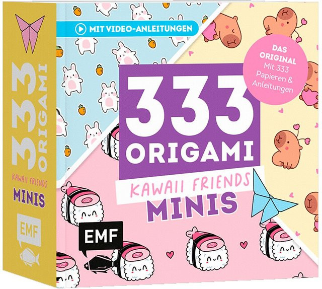 Origami Buch EMF 333 Origami Minis Kawaii-Friends mit Tier- und Figurenmotiven, Multicolor, 9 x 9 cm - Bild 1