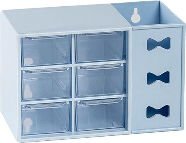 TOMTOP JMS Schreibtischregal mit 6 staubdichten Schubladen zur Stifte-Organisation in Blau - Bild 1