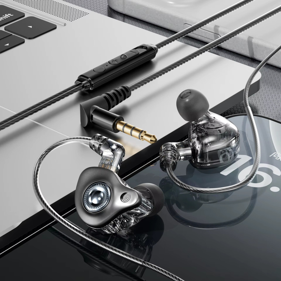 EARDECO In-Ear Gaming Kopfhörer mit abnehmbarem Kabel, 3,5mm Klinke & USB-C, 9D Surround Bass Headset in Schwarz - Bild 6