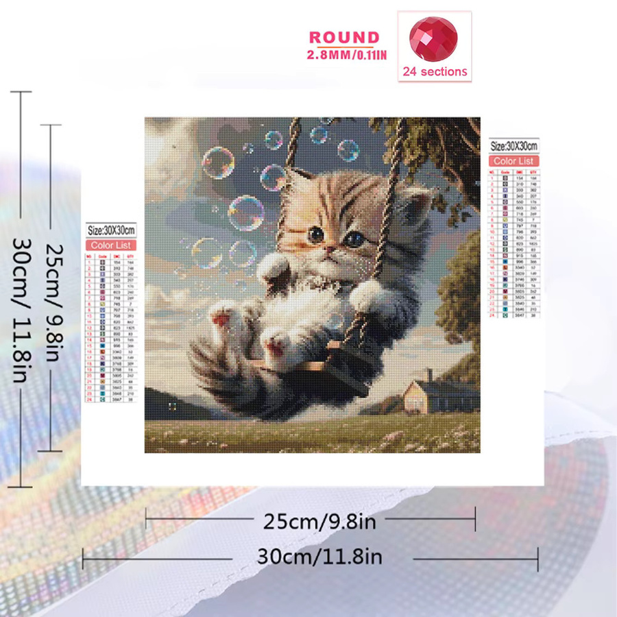 EverShine Diamant-Malerei Katze DIY Mosaik-Set mit Rundsteinen in Mehrfarbig, Breite: 20 cm, Höhe: 20 cm - Bild 2