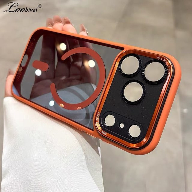 Loobival Transparente MagSafe Hartschalen-Acryl-Hülle für iPhone mit magnetischem Kameraschutz in Blau - Bild 1