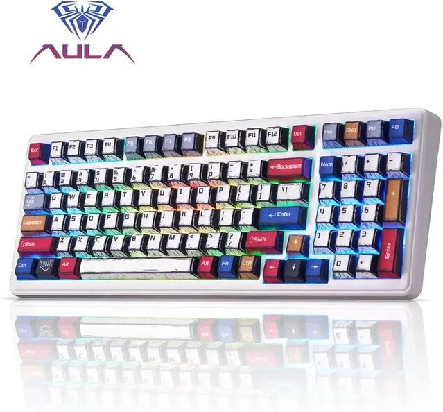 AULA F75/F99 Pro Gaming Mechanische Tastatur mit PBT Comic Tastenkappen und RGB Hintergrundbeleuchtung - Bild 1