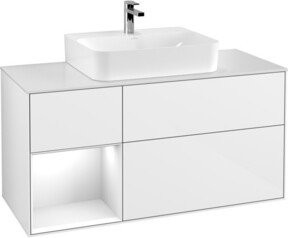 V&B Waschtischunterschrank Finion mit Wandbeleuchtung, Farbe: Weiß lackiert, Breite: 120 cm, Tiefe: 50,1 cm, Höhe: 50,1 cm - Bild 1