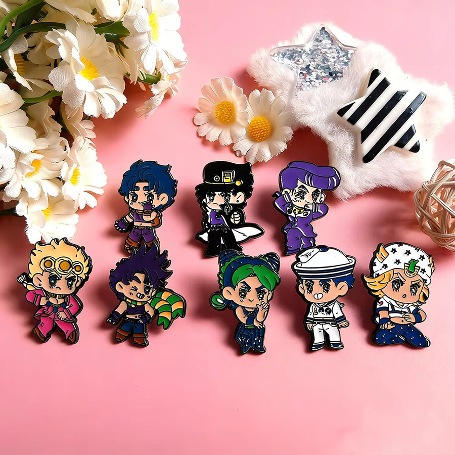 Bandai Anime JoJo Emaille-Pins, Chibi-Heldenfiguren, 8-teiliges Set - Bild 3