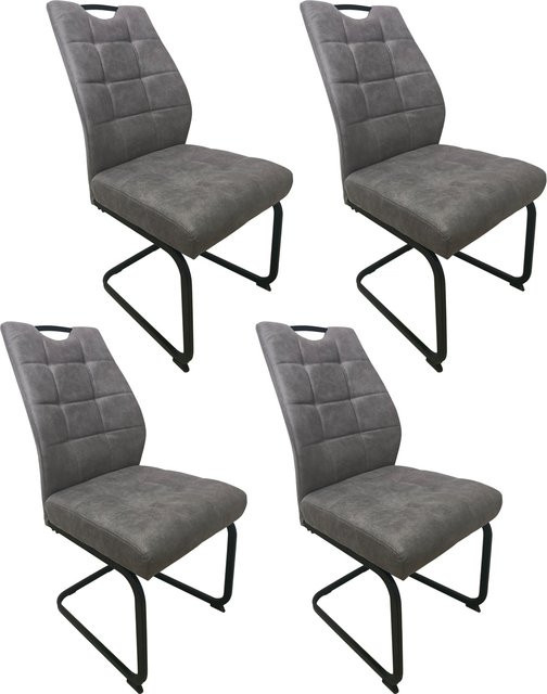 HTI-Living Schwingstuhl Marek 4er-Set in Hellbraun mit Cordstoff und Cantilever-Gestell - Bild 1