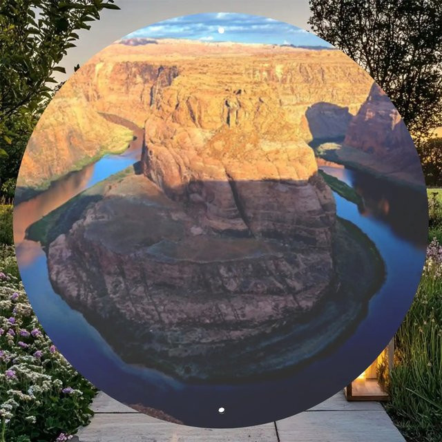 Potdemiel Vintage Route 66 Metallwandkunst Rund – Grand Canyon und Monument Valley Landschaft in Multicolour, Durchmesser: 20 cm - Bild 1