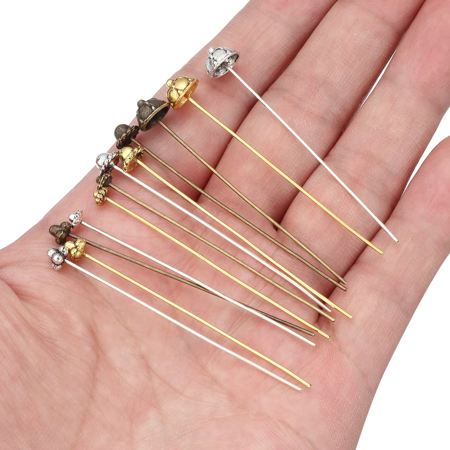louleur Schmuckzubehör, Blume Kopf Ball Pins, Metall, 0,7x53mm, Unisex - Bild 2