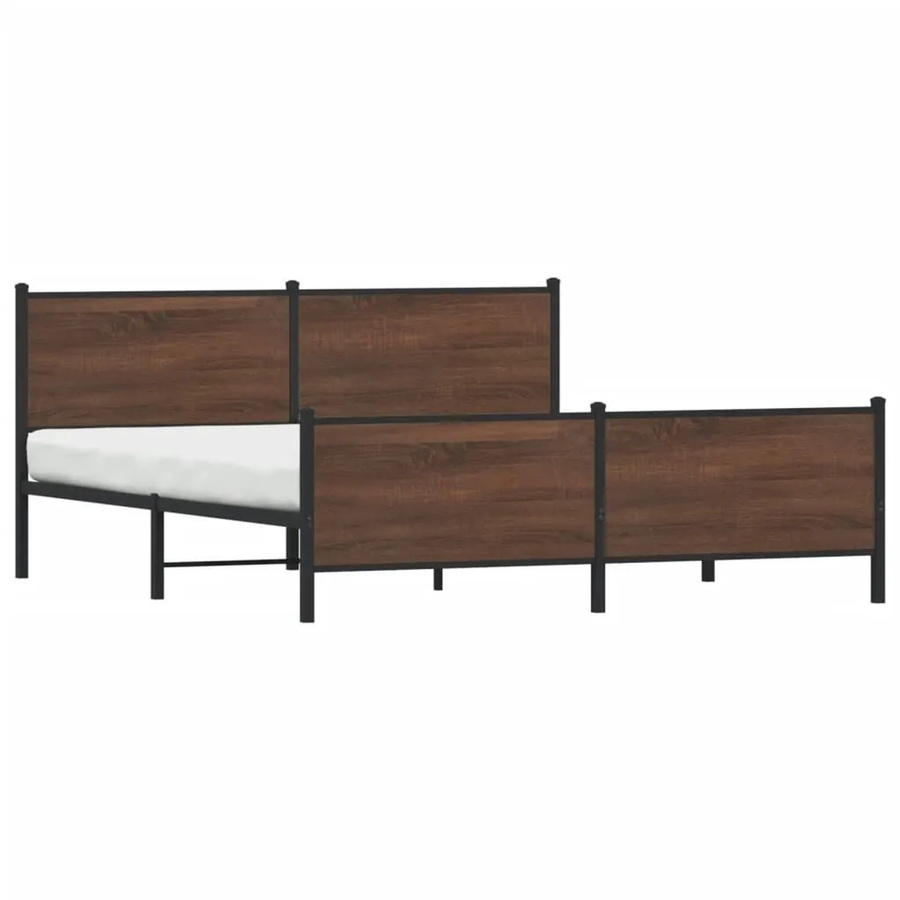 vidaXL Metallbett in Eiche Braun ohne Matratze B/T/H: 183 x 213 x 91,5 cm - Bild 2