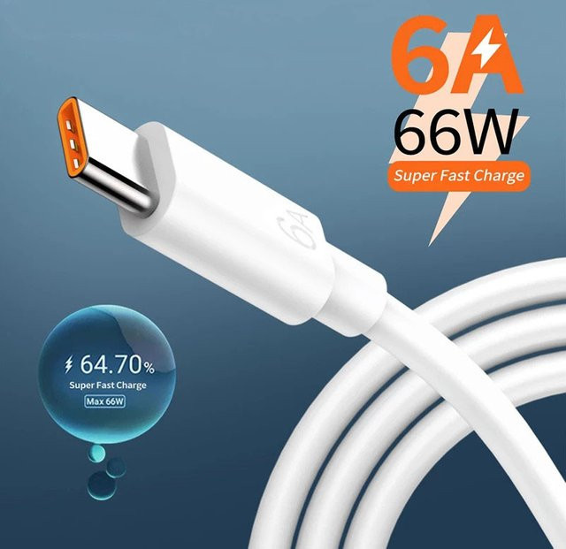 66W USB-C Schnellladekabel 6A USB Typ-C Datenkabel in Weiß - Bild 1